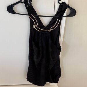 Bebe Black Top with Gold Details